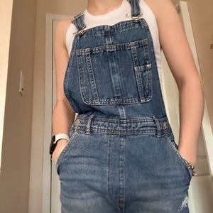 Long blue overalls